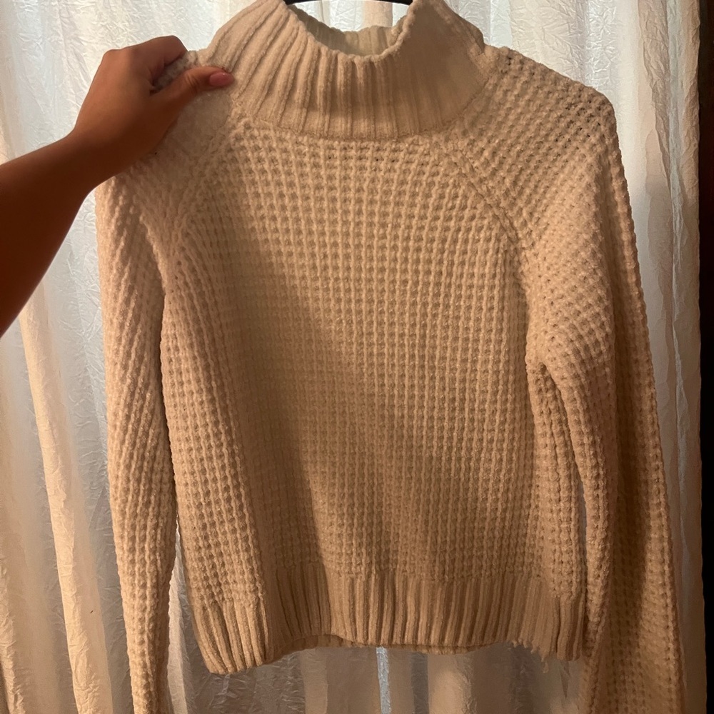 White/ Cream High Neck Sweater